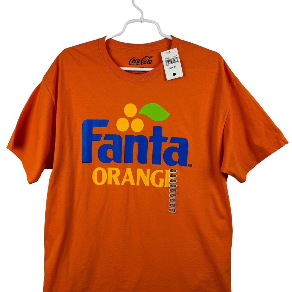 Men's Coca Cola Orange T-Shirt Fanta Soda Pop Short Sleeve Cotton Tee sz Medium - Picture 2 of 5
